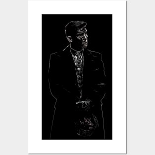 Thomas Shelby emotionally, with leather gloves and a hat, stands well dressed in his coat as abstract art (vers. 2) Posters and Art